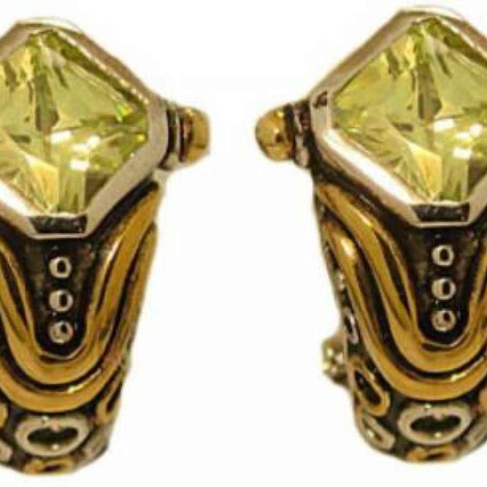 Cubic Zirconia Designer Earring Green Peridot NWT